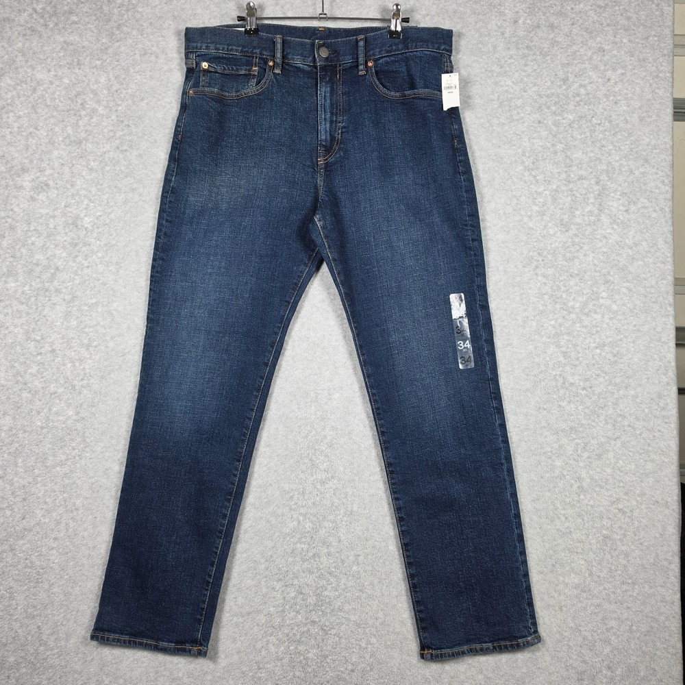 Gap Jeans Mens Size 34x30 Dark Wash Modern Straight Fit Slightly Tapered NEW